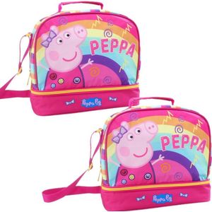 Set van 2x stuks kleine koeltassen voor lunch roze met Peppa Pig print 27 x 13 x 24 cm 8 liter