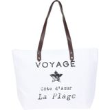 Strandtas Voyage wit 31 x 45 cm - Strandshoppers van polyester