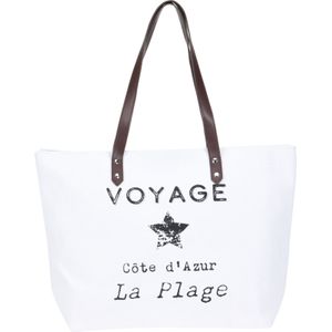 Strandtas Voyage wit 31 x 45 cm - Strandshoppers van polyester