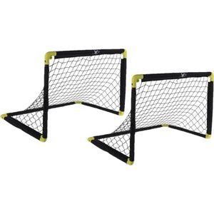 Set van 2x stuks pop-up voetbalgoals/voetbaldoelen 90 x 59 cm - Inklapbare/vouwbare voetbal doelen