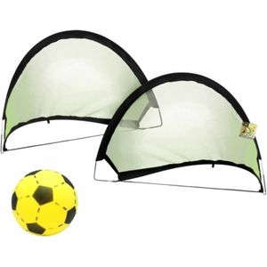 Set van 2x Stuks Uitklapbare Voetbaldoelen/Voetbalgoals met Foam Bal 80 X 60 X 60 cm