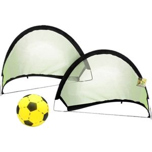 Set van 2x Stuks Uitklapbare Voetbaldoelen/Voetbalgoals met Foam Bal 60 X 40 X 40 cm