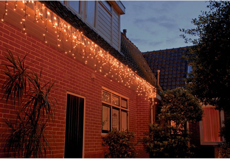 Ijspegelverlichting lichtsnoeren met 500 warm witte lampjes 20 x 0,35 meter - Kerstverlichting