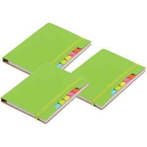 Schoolschriften/notitieboeken - Pakket van 3x stuks - A6 formaat - 70 gelinieerde pagina - groen - met balpen