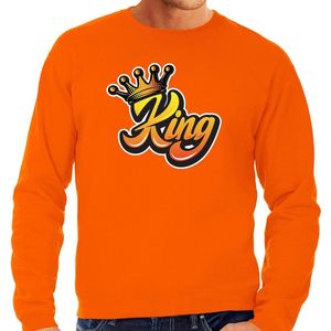Oranje Koningsdag King sweater - oranje - heren - Koningsdag kleding / outfit / trui