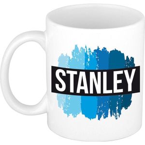 Stanley naam cadeau mok / beker met verfstrepen - Cadeau collega/ vaderdag/ verjaardag of als persoonlijke mok werknemers