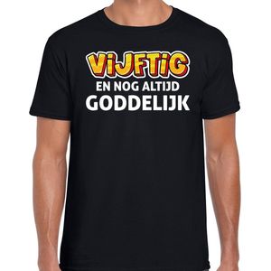 Verjaardag t-shirt 50 jaar Abraham - vijftig en goddelijk - zwart - heren - vijftig jaar cadeau shirt Abraham L