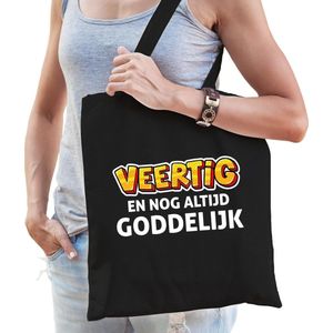 Veertig en goddelijk verjaardag cadeau tas 40 jaar zwart voor dames