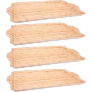 Set van 4x stuks bamboe houten dienbladen/serveerbladen met fineerhout 45 x 31 x 2 cm - Bamboevezel Dienbladen/serveerbladen