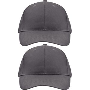 2x stuks 6-panel baseball caps antraciet grijs voor volwassenen