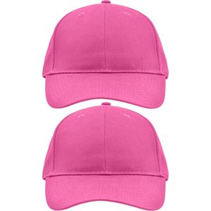 2x stuks 6-panel baseball fuchsia roze caps voor volwassenen