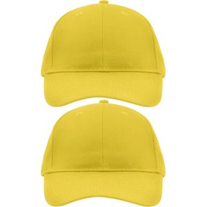 2x stuks 6-panel baseball gele caps/petjes