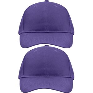 2x stuks 6-panel baseball paarse caps/petjes