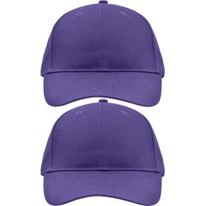 2x stuks 6-panel baseball paarse caps voor volwassenen