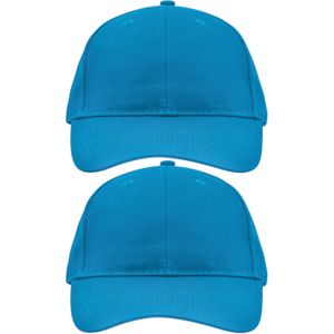 2x stuks 6-panel baseball turquoise blauwe caps/petjes