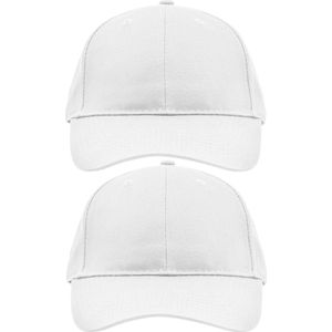 2x stuks 6-panel baseball witte caps voor volwassenen