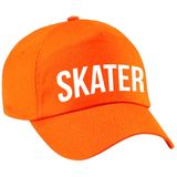 Set van valbescherming voor kinderen maat L / 9 tot 10 jaar met een stoere SKATER pet oranje