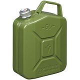 Metalen jerrycan legergroen voor brandstof met magnetische dop 5 liter incl. schenktuit - Jerrycan voor brandstof
