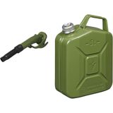 Metalen jerrycan legergroen voor brandstof met magnetische dop 5 liter incl. schenktuit - Jerrycan voor brandstof