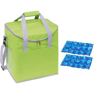 Grote koeltas groen met 2 stuks flexibele koelelementen 27 liter