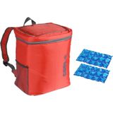 Koeltas rugtas/rugzak rood met 2 stuks flexibele koelelementen 16 liter