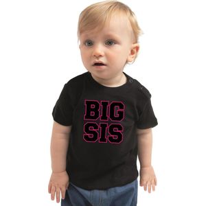 Big sis cadeau t-shirt zwart voor peuter kinderen - Aankodiging zwangerschap grote zus 86