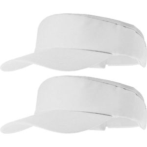 2x stuks witte zonneklep pet voor volwassenen - Katoenen verstelbare witte zonnekleppen