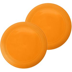 5x stuks oranje speelgoed frisbee 21 cm - Buiten speelgoed - Strand speelgoed