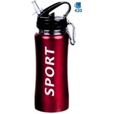 Sport Bidon drinkfles/waterfles Sport print rood 420 Ml van Aluminium met karabijnhaak