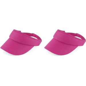 2x stuks fuchsia roze sportieve zonneklep voor volwassenen - Zonneklep