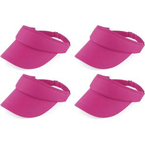 4x stuks katoenen fuchsia roze sport zonneklep pet voor dames/heren/volwassenen