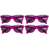 4x stuks zonnebril fuchsia roze - UV400 bescherming - Zonnebrillen voor dames/heren