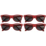 4x Stuks Zonnebril Rood - UV400 Bescherming - Zonnebrillen Voor Dames/Heren