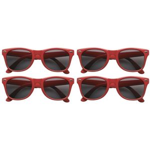 4x Stuks Zonnebril Rood - UV400 Bescherming - Zonnebrillen Voor Dames/Heren
