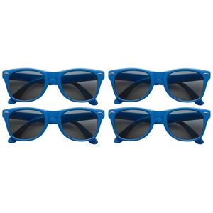 4x stuks blauwe kunststof zonnebril/zonnenbril voor dames/heren