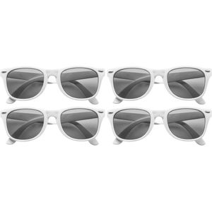 4x stuks zonnebril wit - UV400 bescherming - Zonnebrillen voor dames/heren