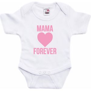 Mama forever roze hart tekst baby rompertje wit jongens en meisjes - Kraamcadeau/ Moederdag cadeau - Babykleding 92