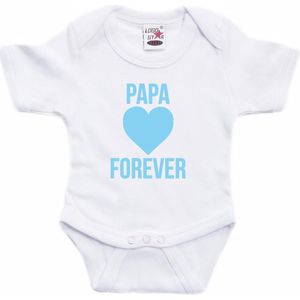Papa Forever Blauw Hart Tekst Baby Rompertje Wit Jongens en Meisjes - Kraamcadeau/ Moederdag Cadeau