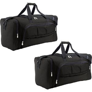 2x stuks weekendtas zwart 48 liter - Reistas - 62 x 30 x 26 cm