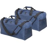 2x Stuks Blauwe Sporttas/Weekendtas met Schoenenvak 54 cm - 40 Liter - Fitness/Sporttassen