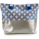 Strandtas Carribean blauw glanzend 37 x 49 cm - Strandshoppers van polyester