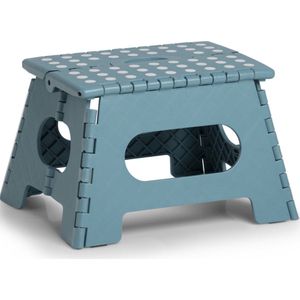 Opvouwbaar opstapje/opstapkrukje - 2x stuks - blauw - 35 x 22 cm - kunststof - huishoud trapje