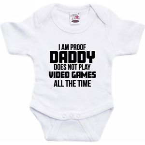 Bellatio Decorations - Rompertje - Wit - Proof Daddy Does Not Only Play Games