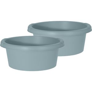 Set van 2x Stuks Groene Afwasteilen/Afwasbakken Rond Kunststof 32 cm 6 Liter - Afwassen