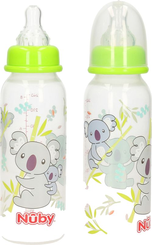 2x stuks melkfles voor babies groen 240 ml - Baby drinkflessen