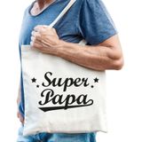 Super papa en Super mama tasje - Cadeau boodschappentasjes set voor Papa en Mama - Moederdag en Vaderdag cadeautje