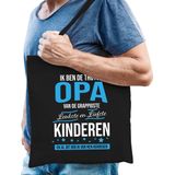 Trotse opa / kinderen cadeau tas zwart voor heren - kado tas / tasje / shopper - Cadeau opa