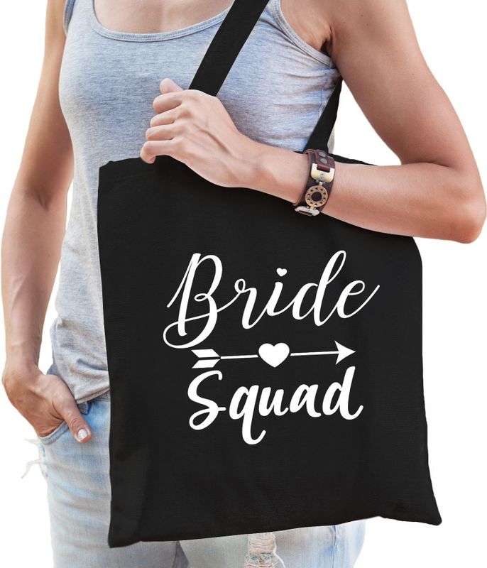 1x Vrijgezellenfeest Bride Squad tasje zwart/ goodiebag dames