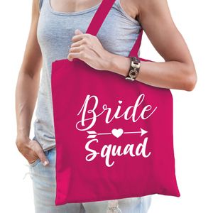 1x Vrijgezellenfeest Bride Squad tasje roze/ goodiebag dames - Accessoires vrijgezellen party vrouw