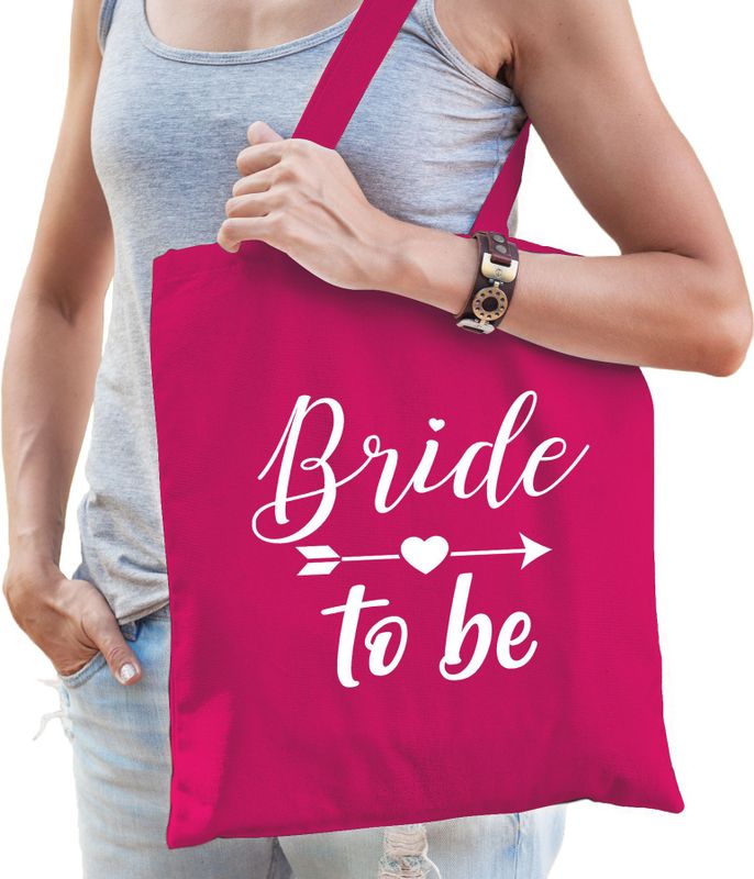 1x Vrijgezellenfeest Bride to be tasje roze/ goodiebag dames - Feest Boodschappentassen